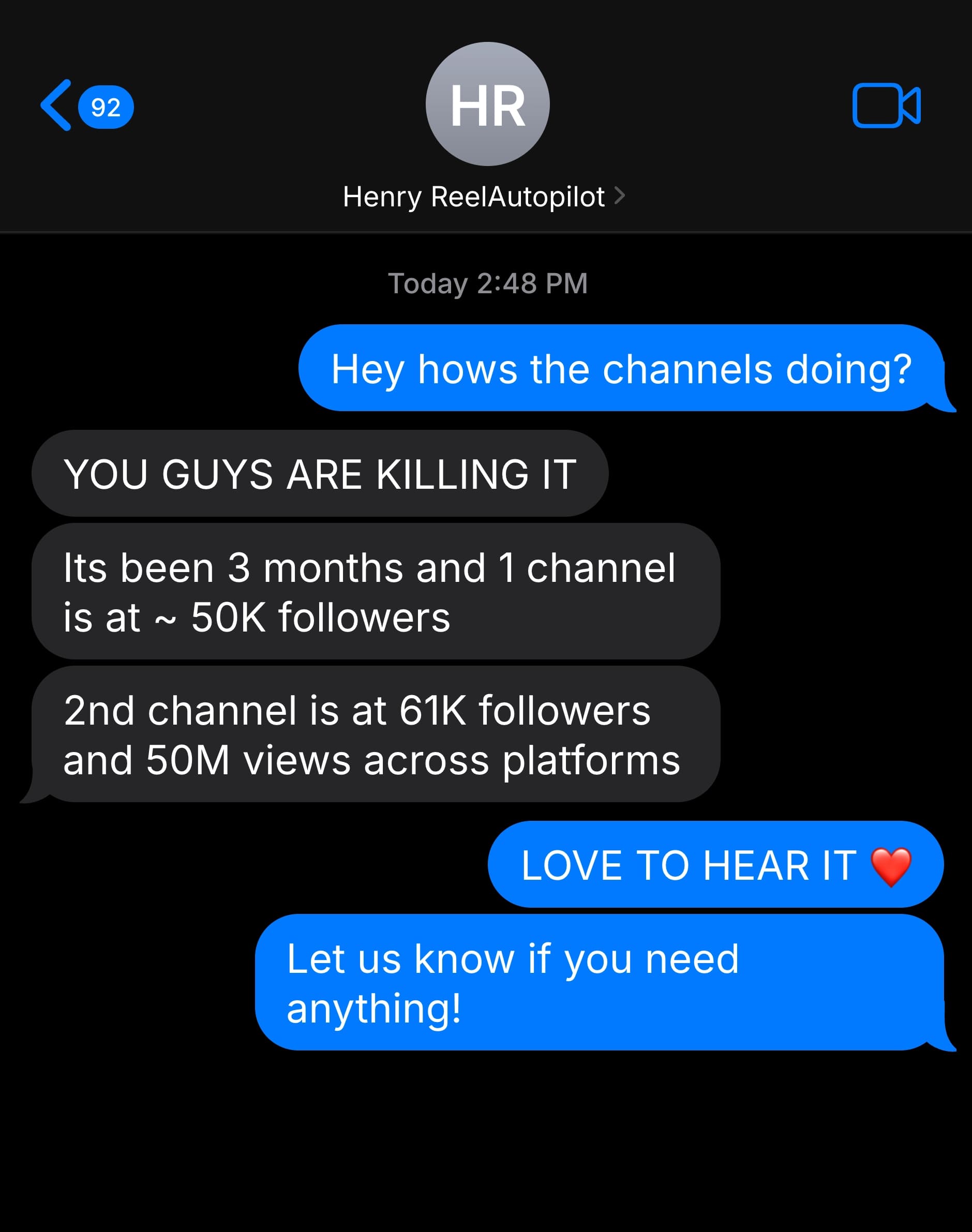 Text exchange about saving on editor costs